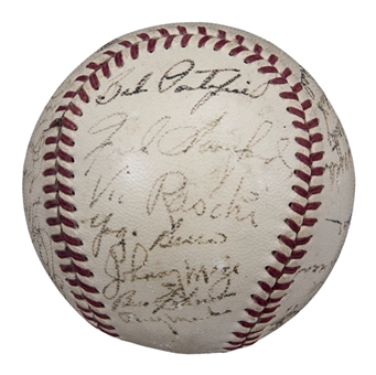 1950 New York Yankees Team Signed Baseball With 28 Signatures Including Berra, Stengel, & DiMaggio (Beckett)